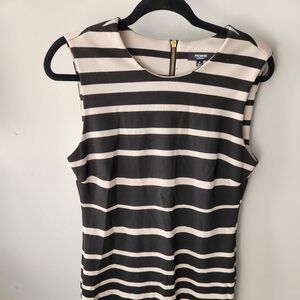 Premise Black and Cream Striped Midi Dress